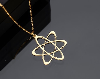 Sterling Silver Atomic Symbol Necklace: Science STEM Jewelry