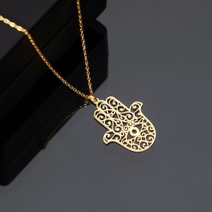 Sterling Silber Hamsa Halskette: Böser Blick, Hand der Fatima Amulett