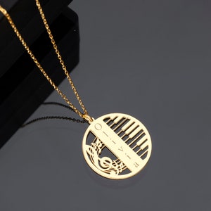 Piano Name Necklace in Sterling Silver - Personalized Music Name Necklace - Custom Piano Pendant - Music Note Necklace - Gift for Musician