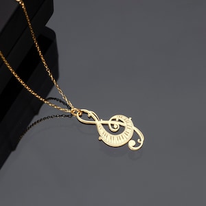 925K Silver Treble Clef Necklace - G clef Pendant - Musical Jewelry - Music Note Pendant - Music Symbol Jewelry - Music Lover&#39;s Necklace