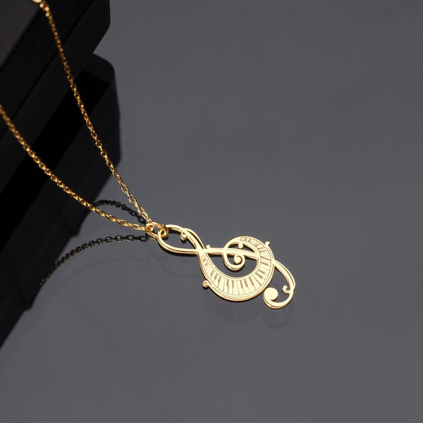 925K Silver Treble Clef Necklace - G clef Pendant - Musical Jewelry - Music Note Pendant - Music Symbol Jewelry - Music Lover's Necklace