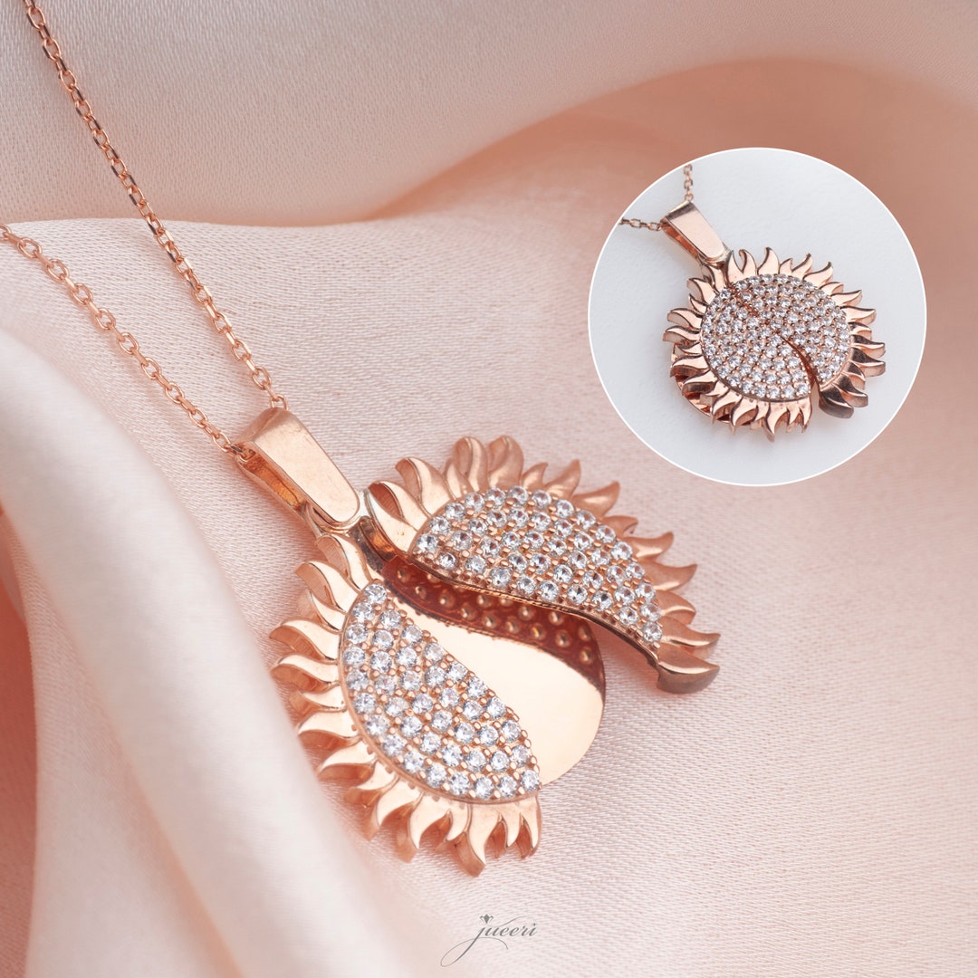 Sun Chain Locket Custom 925 Sterling Silver Sun Necklace - Personalized Name Locket - Etsy