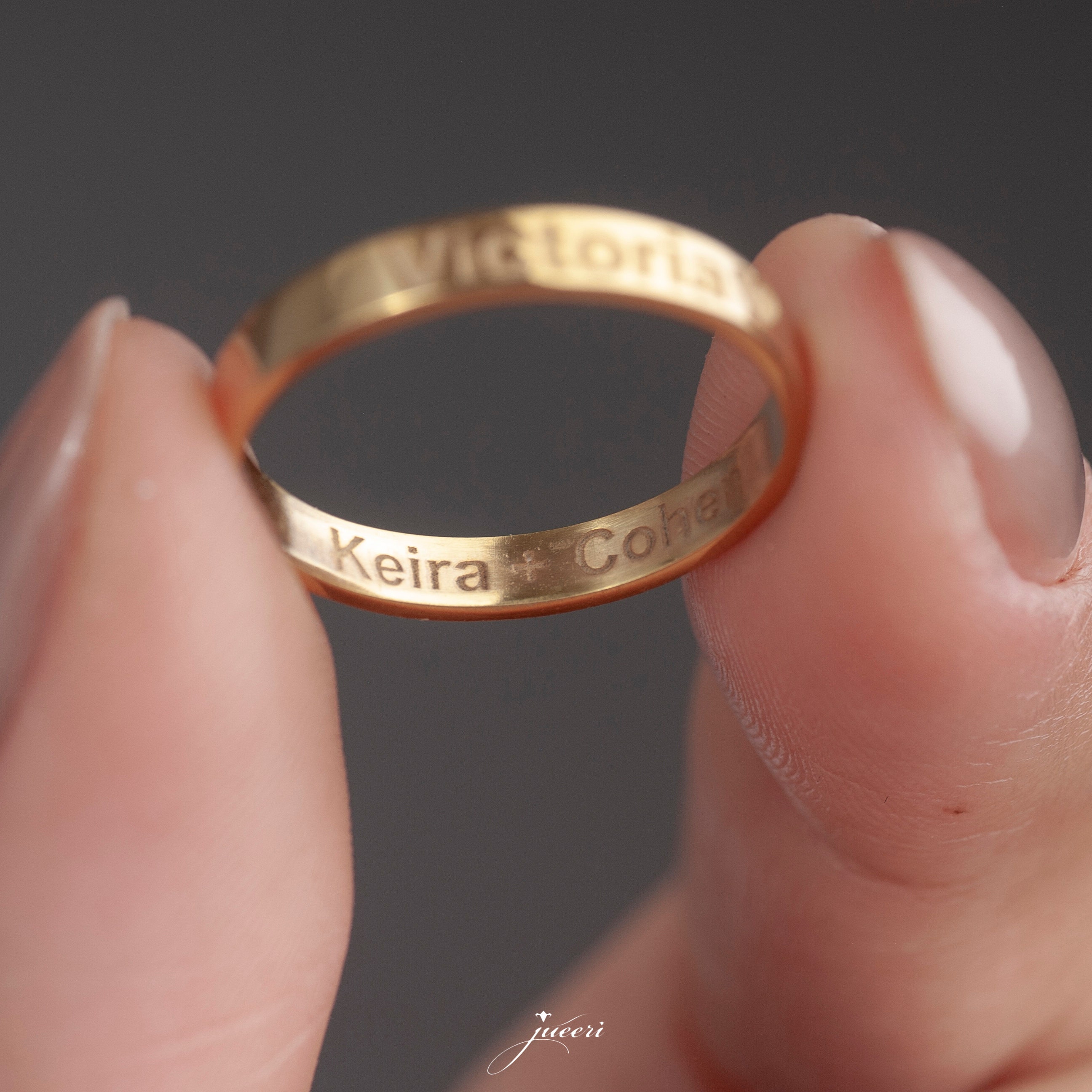 14K Solid Gold Engagement Ring: Customizable Hidden Message Band - Etsy
