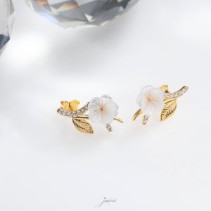 Dainty Magnolia Flower Earrings | Minimalist Cherry Blossom Jewelry, Perfect Gift for Her, Delicate Floral Earrings