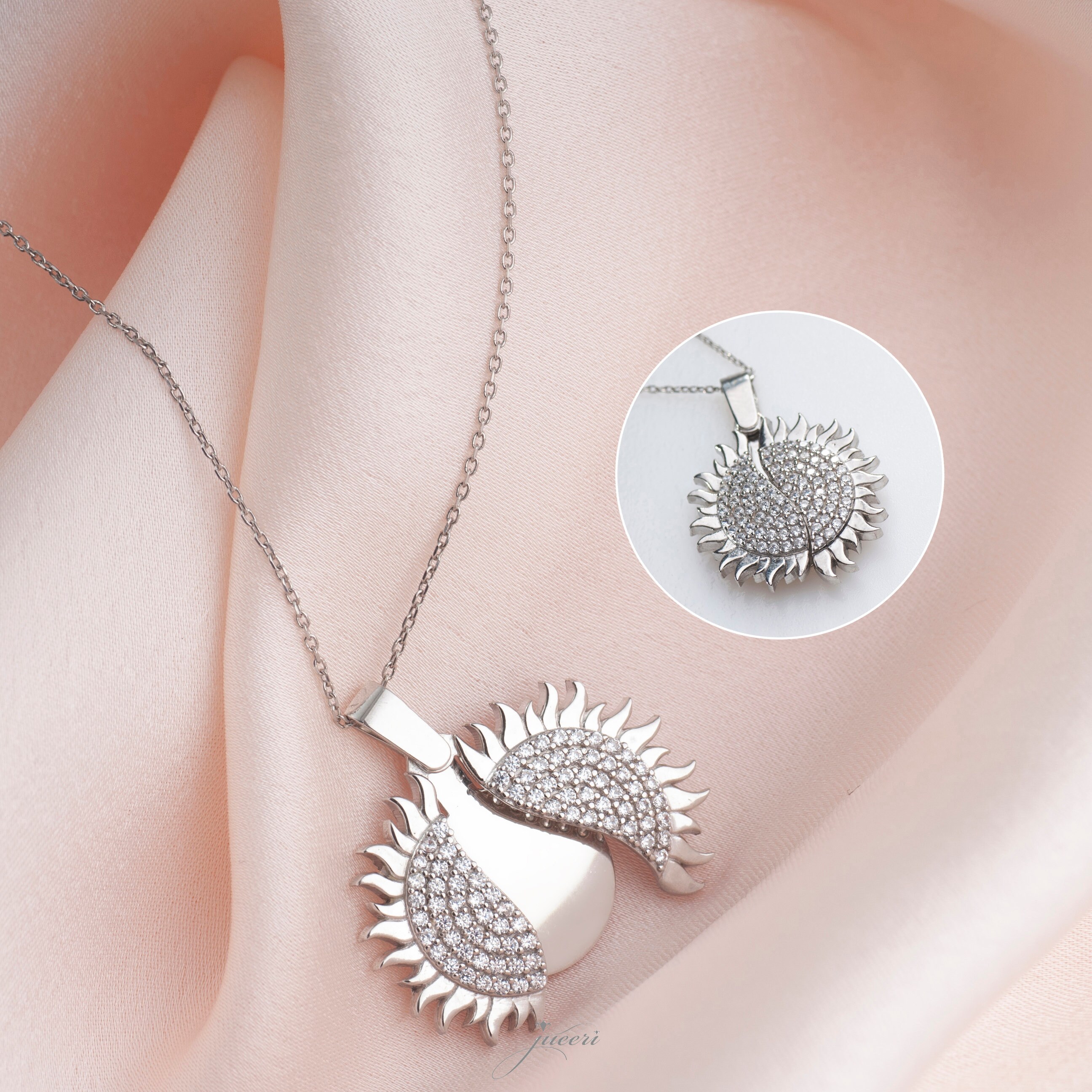 Sun Chain Locket Custom 925 Sterling Silver Sun Necklace - Personalized Name Locket - Etsy