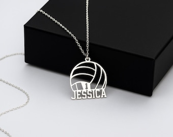 Personalisierte Sterling Silber Beachvolleyball-Halskette: Individuelles Spielergeschenk