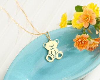 Adorable Teddy Bear Necklace - Cute Bear Pendant in Sterling Silver - Perfect Gift for Kids and Animal Lovers - Teddy Bear Necklace - Kawaii