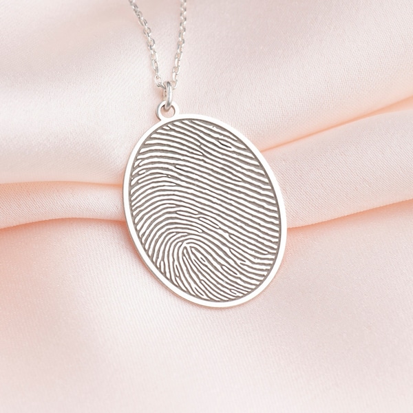 Personalized Original Actual Fingerprint Necklace, Customized Real Fingerprint Jewelry, 925 Sterling Silver, Best Friend Gift, Mom Gifts