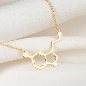 Serotonin Molecule Necklace in Sterling Silver, Happiness Necklace, Unique Gift, Science Jewelry, Chemistry Necklace, Christmas Gift for Her