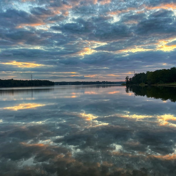 Piankatank River Gloucester Virginia Sunrise Cloudy Wall Hanging Art Digital Photograph Print