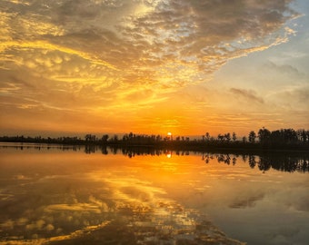 Digital Photo Art Print Sunrise Clouds Yellow Sky Reflections Photography