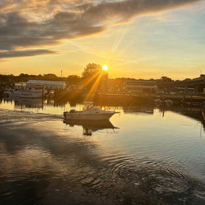 Digital Art Print Photo Boat Niantic Bay Long Island Sound Sunrise