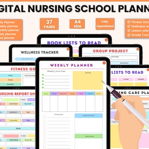 Digital Nursing School Planner 37Pages Nursing Notes Planner For Nursing Nursing Study Guide Instant Download Printable Planner image 1