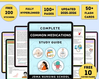Common Medications Bundle Flashcards and  Stickers | Medication Administration | Nursing Revision | Digital Nurse Bundle | Instant Download