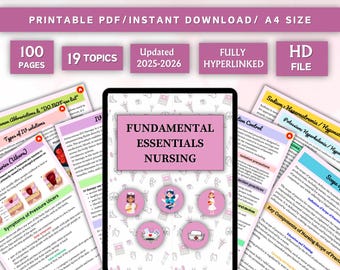 Fundamental Essentials Nursing Bundle 99+pages | Nursing Study Guide | Nursing Fundamental Hyperlinked | NCLEX Notes | Digital Download