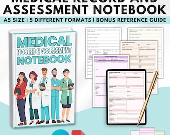 Notatnik medyczny H&P, ponad 80 stron dodatkowych dokumentów cyfrowych, notatki z historii choroby i badania fizykalnego, czasopismo kliniczne medyczno-pielęgniarskie, natychmiastowe pobranie