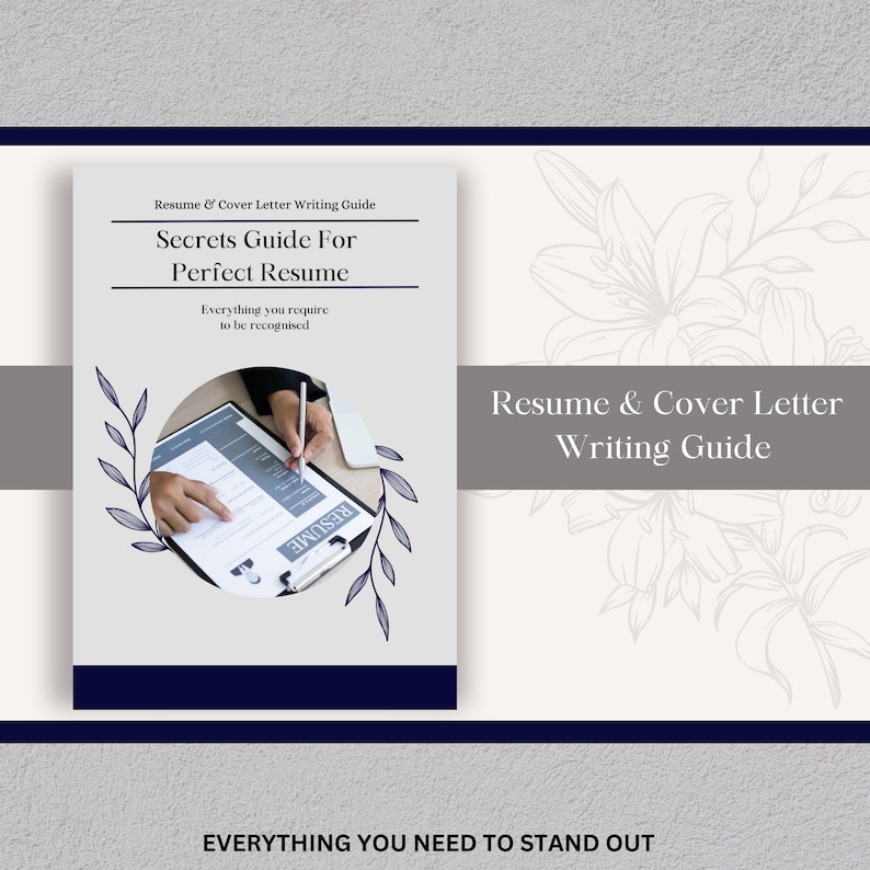 May include: A guide for writing a resume and cover letter. The cover features a person filling out a resume form with the text "Secrets Guide For Perfect Resume" and "Everything you require to be recognised".