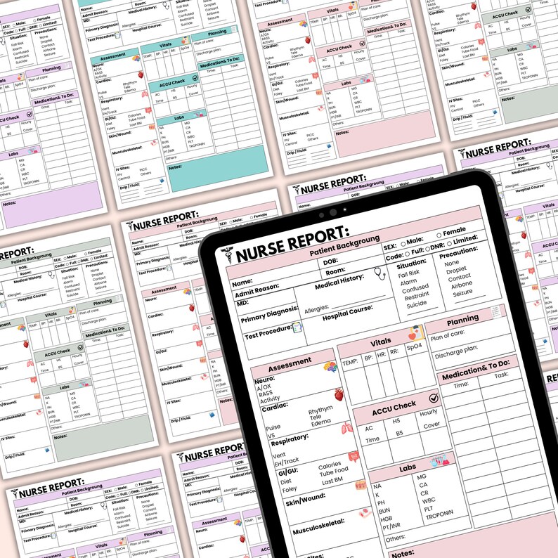 ICU Nurse Report Sheet | ICU Nurse Handoff Sheet | Editable & Printable ...
