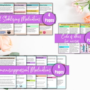 K&ouml;nnte beinhalten: Ein Satz druckbarer Arbeitsbl&auml;tter zu stimmungsstabilisierenden Medikamenten, Immunsuppressiva und einem Ethikkodex f&uuml;r Pflegekr&auml;fte. Die Arbeitsbl&auml;tter sind bunt und illustriert.