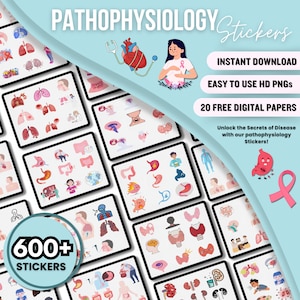 Pathophysiology Stickers 600+ transparent back Ground | Free Digital Papers | Healthcare Sticker | Human Body Sticker | HD PGN file |