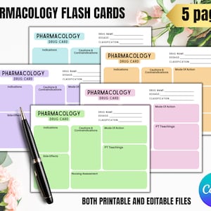 Arzneiapotheke Medikament Kartenvorlage | Pflege-Pharmakologie | Druckbare Medikament Karte | Hinweise zur Arzneikunde | Nurse Studienführer | 5 Farben