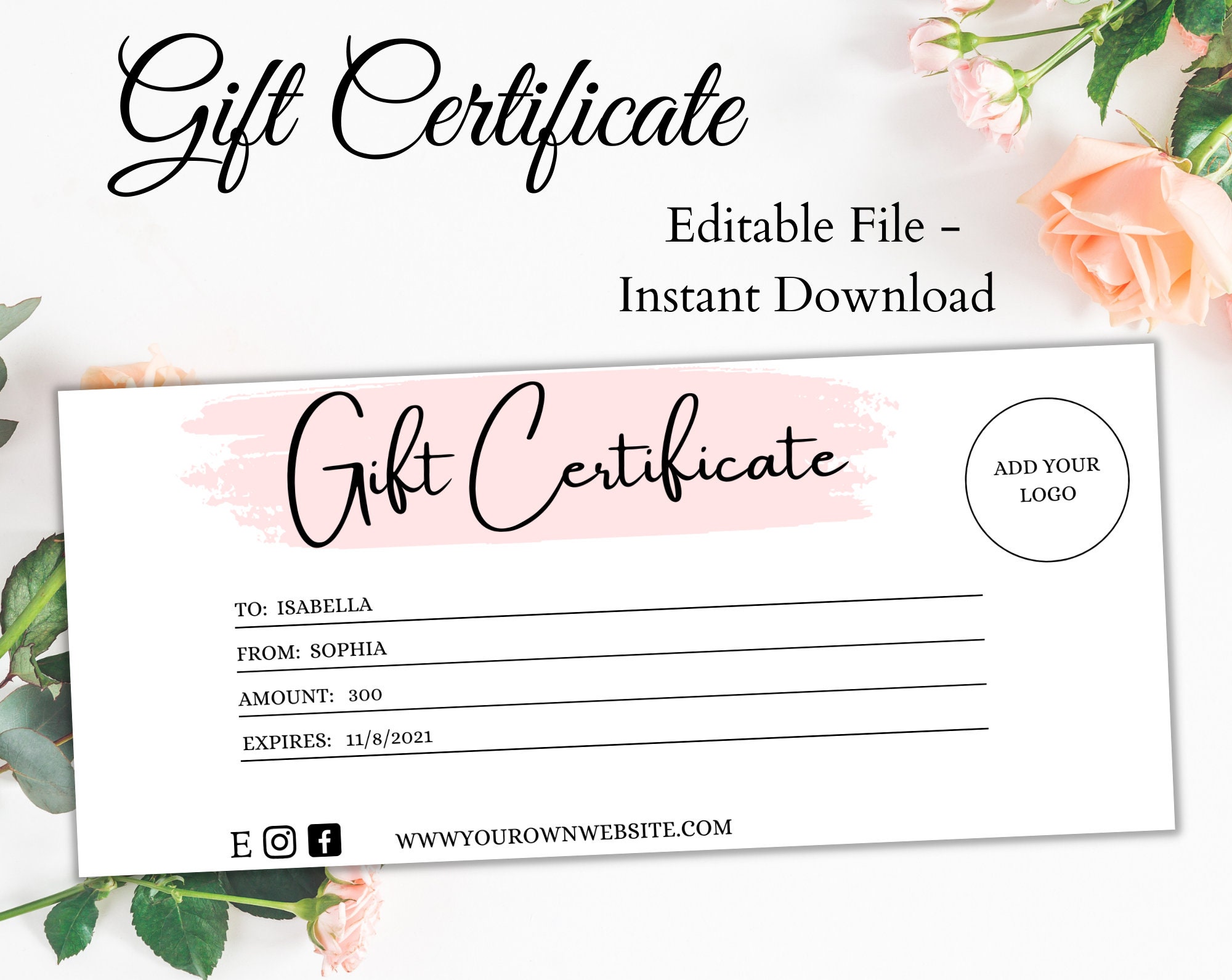 Gift Voucher Template | Editable Gift Coupon | Gift Certificate ...