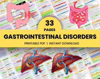 Gastrointestinal Disorder Bundle 33 Pages | Nursing Study Sheet | Digestive System | Digital Download | Student Study Guides | Nursing Notes