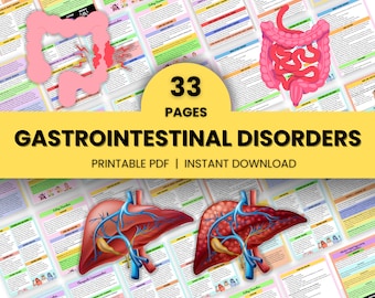 Gastrointestinal Disorder Bundle 33 Pages | Nursing Study Sheet | Digestive System | Digital Download | Student Study Guides | Nursing Notes