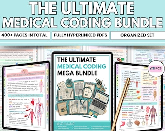 Medical Coding Bundle 400+ Pages | ICD-10 CPT Study Guide PDF | Coding Worksheets, Quizzes Cheat Sheets | Nursing & Healthcare Students