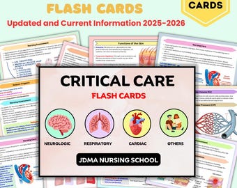 Critical Care Flash Cards | Study Guide Note | Critical Care Nurse | Printable PDF | Nursing School | Study Sheet | Digital Download PDF