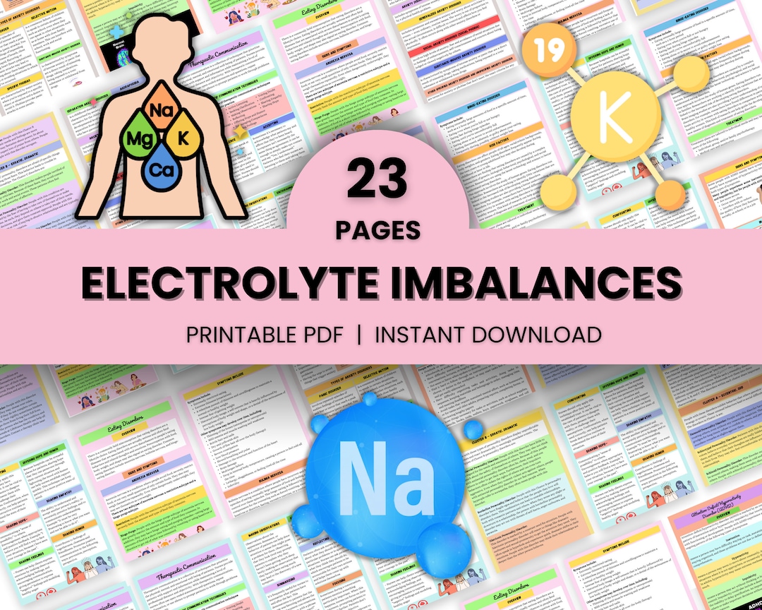 Electrolytes Imbalance Bundle 23 Pages Nursing Notes Guide Nursing