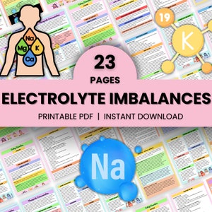 Electrolytes Imbalance Bundle 23 pages | Nursing Notes Guide | Nursing School | Imbalances Guide | Digital Download | Electrolyte Notes