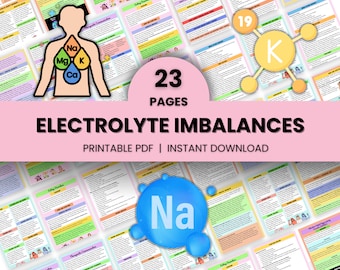 Electrolytes Imbalance Bundle 23 pages | Nursing Notes Guide | Nursing School | Imbalances Guide | Digital Download | Electrolyte Notes