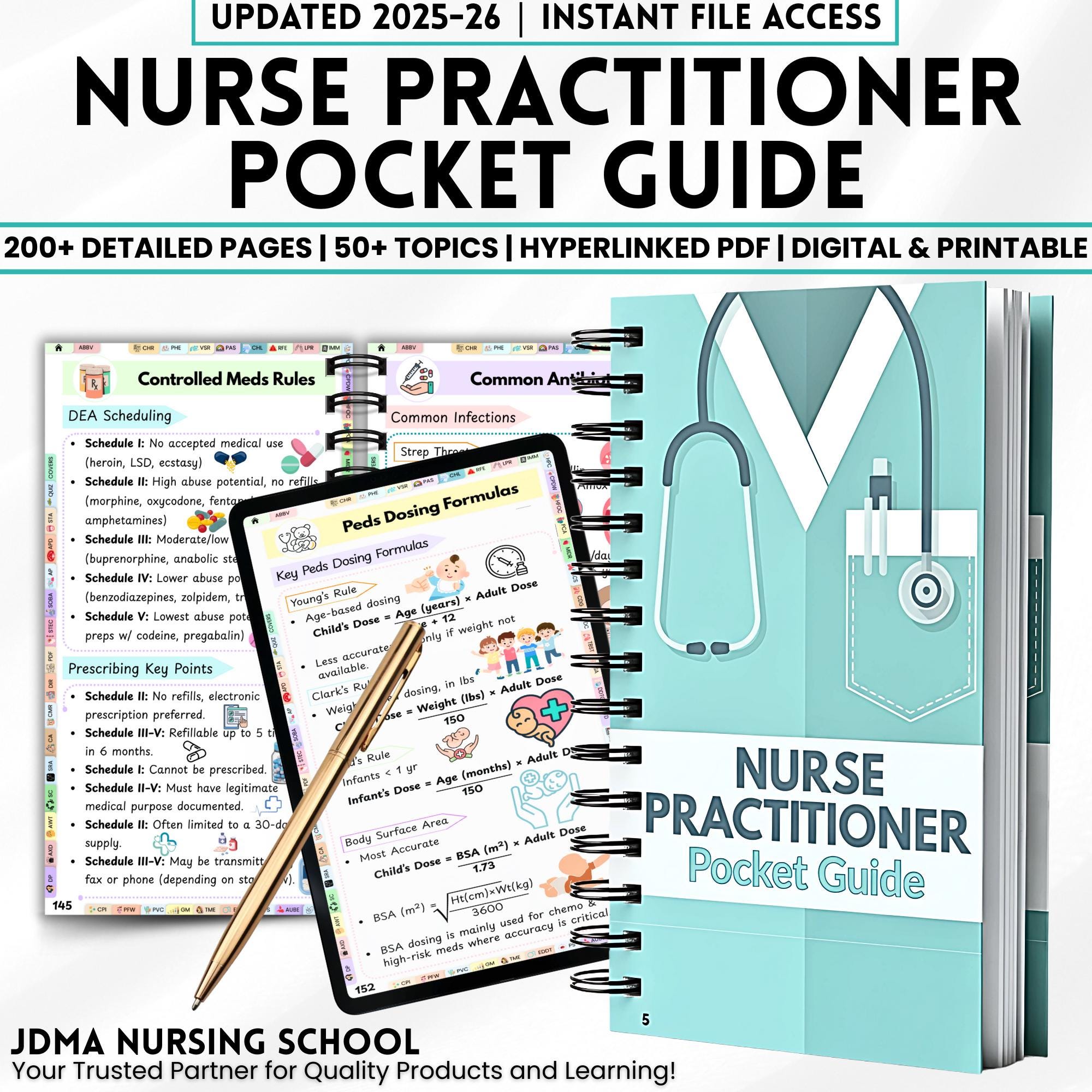 General Practintioner Reference Guide NP Pocket Guide, Nursing Study Aid, Family Nurse Practitioner Reference ...