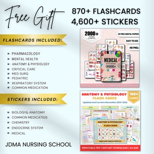 Nursing Mastery Bundle Fully Hyperlinked Nursing School Book Flashcards & Stickers Update 2024 Bundle Study notes Instant Download image 8