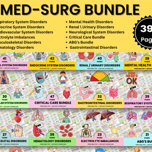 Pacchetto di studio Med-Surg / Guida allo studio infermieristico / Appunti Med Surg / Medico-chirurgico / Download digitale / Scuola infermieristica / Disturbi