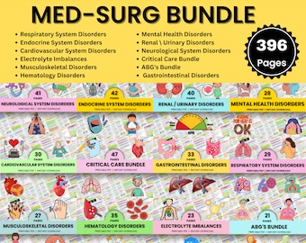 Med Surg Study Guide | Nursing School Notes | Nursing Study Guide | All In One Nursing Notes | Med Surg Bundle 396 Pages