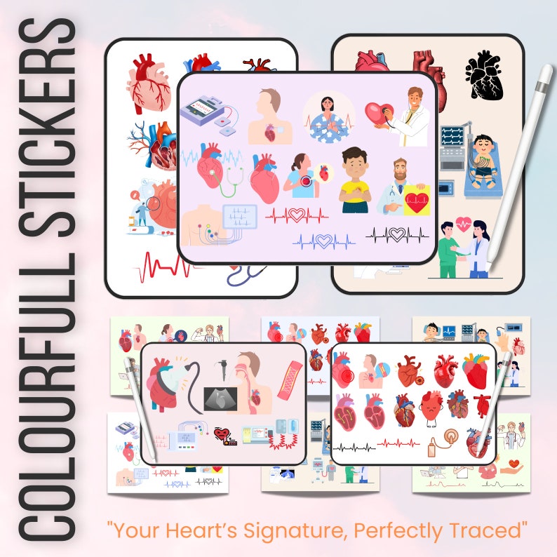 EKG Stickers 320+ Transparent Back Ground | Pre-cropped | Cardiac | Ekg ...