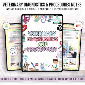 Veterinary Diagnostics Procedures Note, Veterinary Nurse Study Guide, Vet Med Student, Instant Download, Vet Tech Note, medical student book