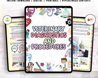 Veterinary Diagnostics Procedures Note, Veterinary Nurse Study Guide, Vet Med Student, Instant Download, Vet Tech Note, medical student book