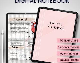 Digital Notebook | Hyperlinked Notebook | 20 Color Themes | Notebook Templates  | Pre-cropped Stickers | Premium Cover Pages | PDF File