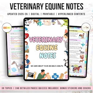 Pacchetto di appunti veterinari equini con collegamento ipertestuale, appunti di medicina equina, AGGIORNATO 2025-26, materiale di studio veterinario equino, studio di anatomia del cavallo, tecnico veterinario