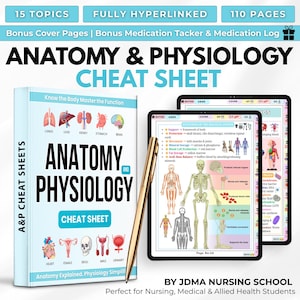 Aide-mémoire sur l'anatomie et la physiologie | Guide d'étude de l'anatomie et de la physiologie | Notes sur l'école d'infirmières | Révision anatomique | Téléchargement instantané PDF