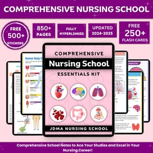 Comprehensive Nursing School Bundle with Hyperlinked | Study Guide Bundle | Nursing School Note | Digital Download | 850+Pages of Study note