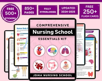 Comprehensive Nursing School Bundle with Hyperlinked | Study Guide Bundle | Nursing School Note | Digital Download | 850+Pages of Study note