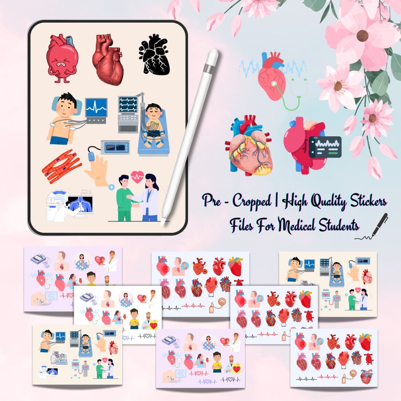Cardiac Pacemaker Sticker EKG Stickers 320+ Transparent Back Ground | Pre-cropped | Cardiac | Ekg ...