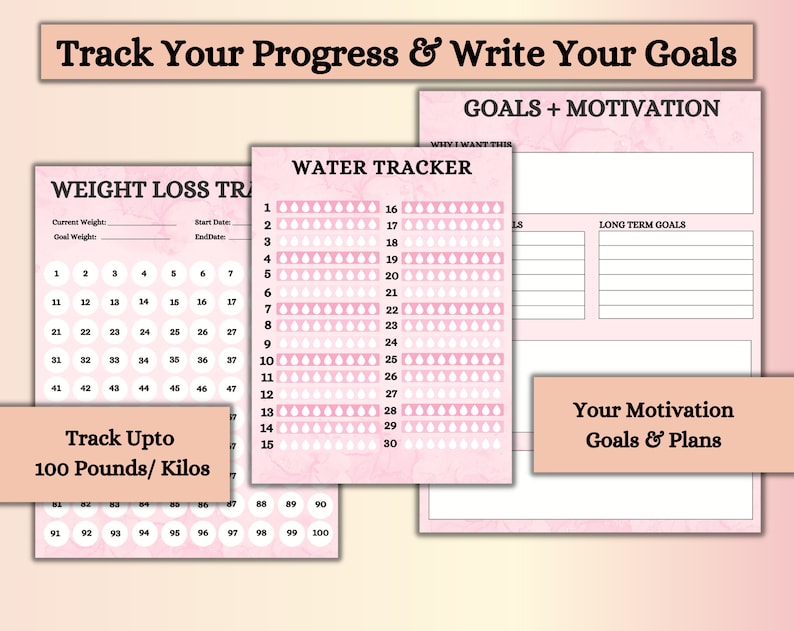 Weight Loss Tracker | Weight Loss PDF | Weight Tracker | Instant Download | Fitness Tracker | Calories Calculator image 3