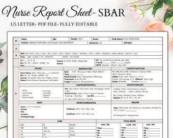 nursing report sheet cardiac Nurse Sheet Report | Instant Download | Nurse Reporting | Printable Sheet