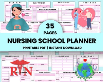 Krankenpflege Schulplaner 35Seiten | Pflegehinweise | Planer für Studenten | Pflegeleitfaden | Sofortdownload | Druckbarer Planer