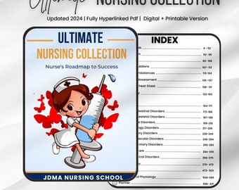 Ultimate Nursing Collection | UPDATED 2024-25 | Fully Hyperlinked PDF | Digital & Printable Version | Nursing School Book | Study Notes